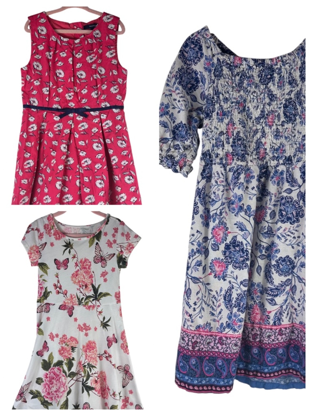 Lot (3) Nautica Old Navy Dress Sundress Girls Sz 6 / 6X Floral Pink Blue Summer